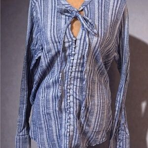 Knot Sisters Indigo Striped Blouse